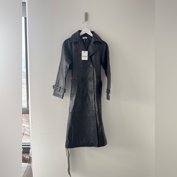 REFORMATION Veda Ashland Leather Black Trench XS - Picture 2 of 8